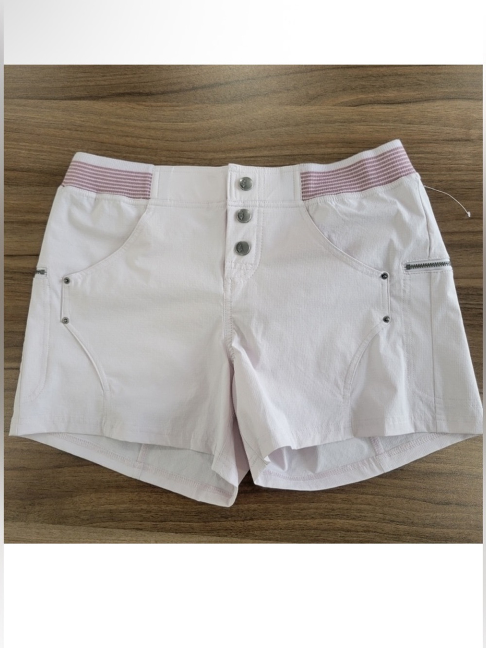 Free People Movement Light Lavender Cotton Blend Shorts with Ribbed Waistband